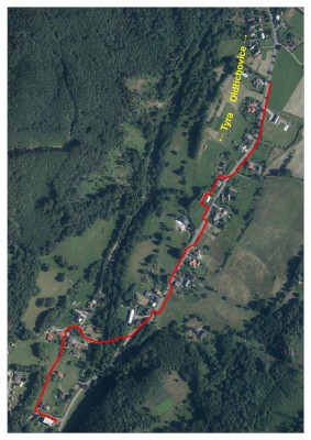 Trasa vodovodu v území