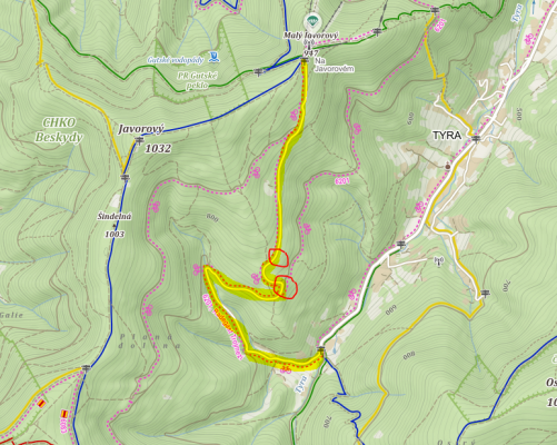 Turistické odpočívadlo - cestou na Javorový vrch