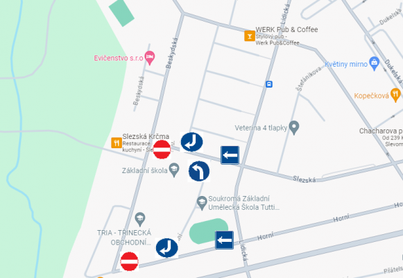 Zjednosměrnéni ulice beskydska